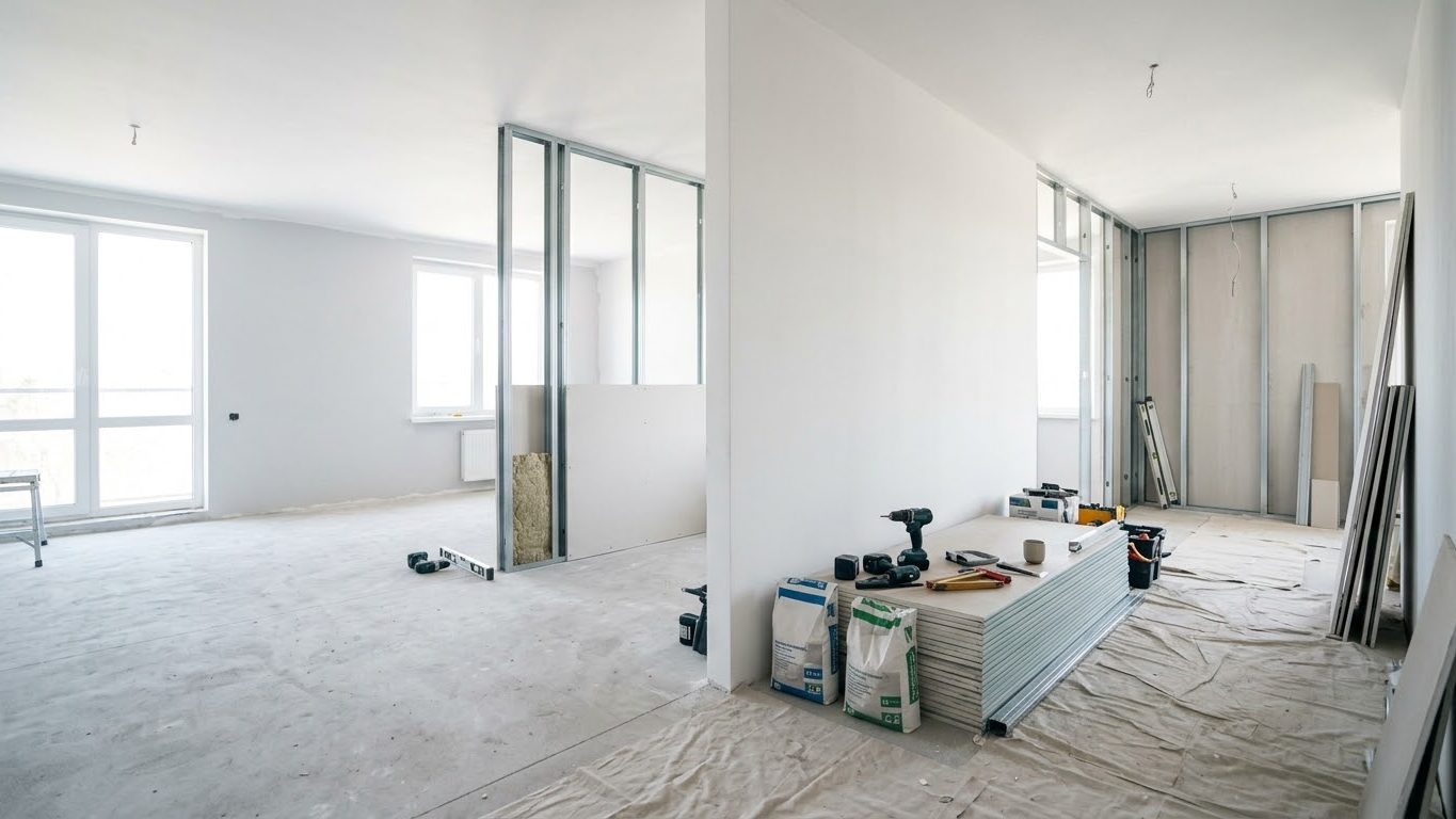 Wohnung im Umbau mit Trockenbauarbeiten