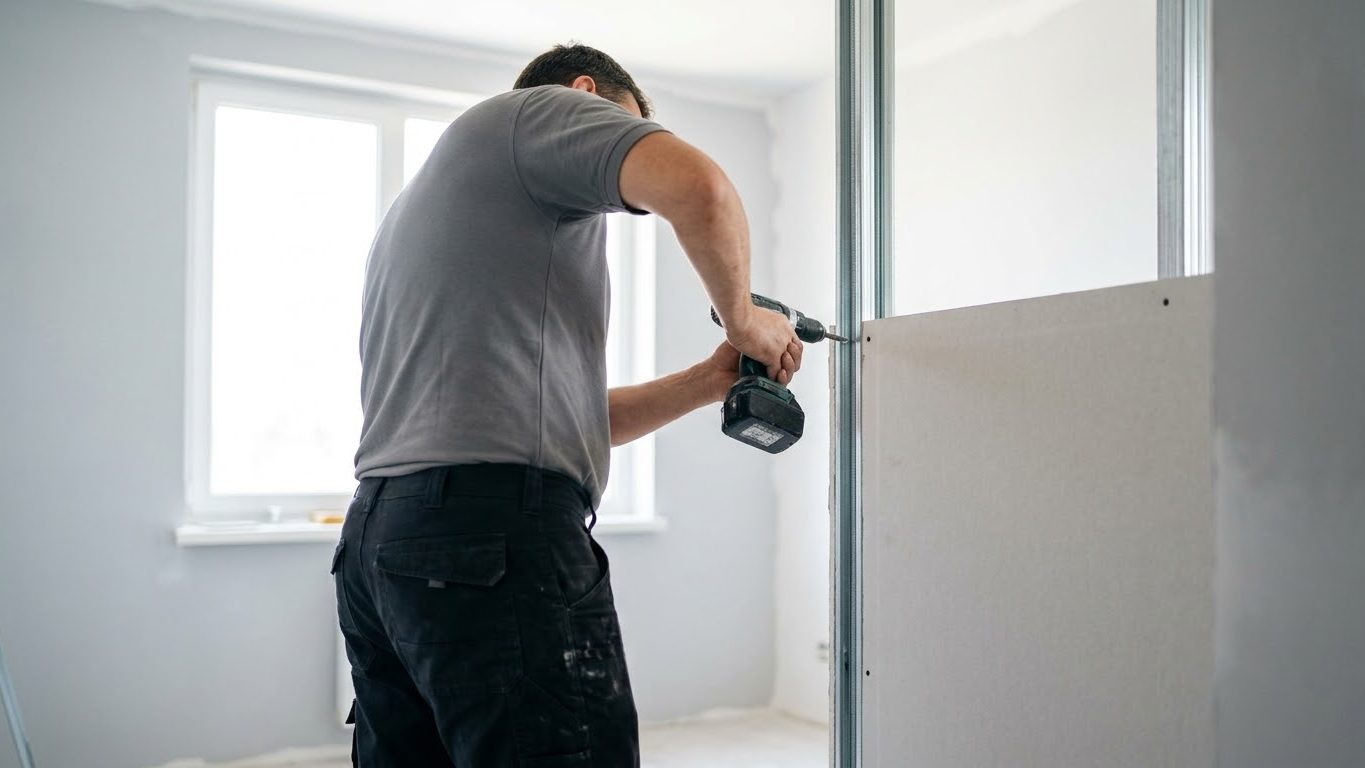 Handwerker von SYLA BAU bei Trockenbauarbeiten in München